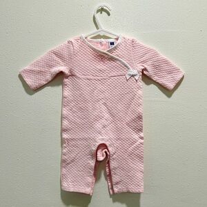 Janie And Jack Light Pink Girl Quilted Butterfly One Coverall Romper 3-6 Months